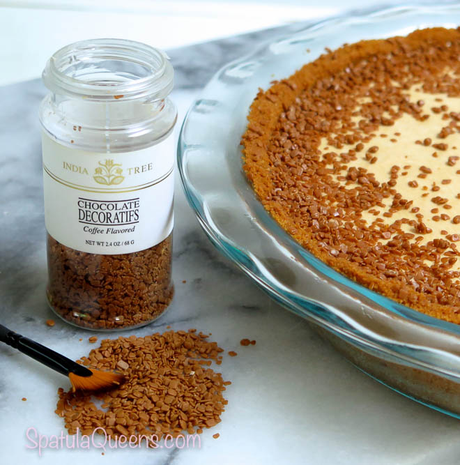 Biscoff Pie: Garnish with coffee flavored decorations from India Tree