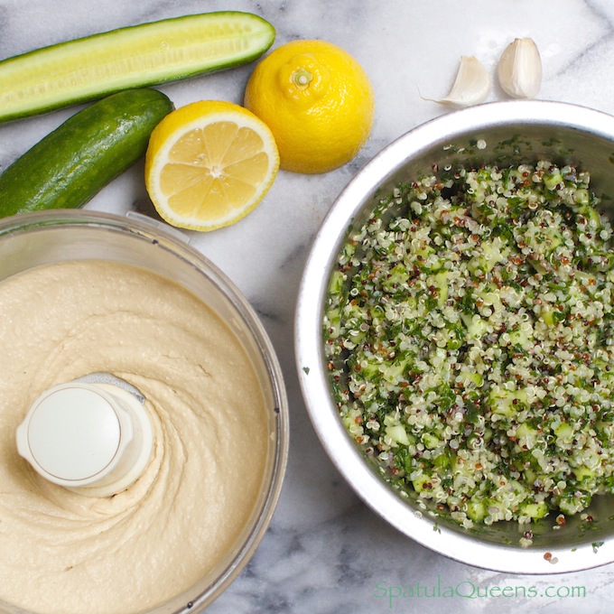 Creamy hummous and tabbouleh with quinoa